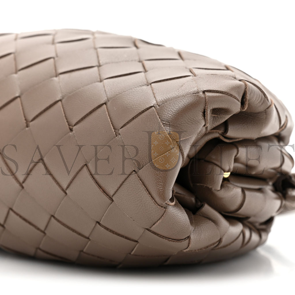 BOTTEGA VENETA NAPPA INTRECCIATO THE MINI POUCH TAUPE GREY 1442829 (22*11*5cm)