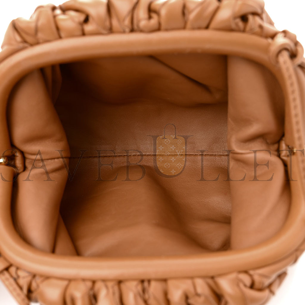 BOTTEGA VENETA NAPPA INTRECCIATO THE MINI POUCH CARMEL (21*11*5cm)