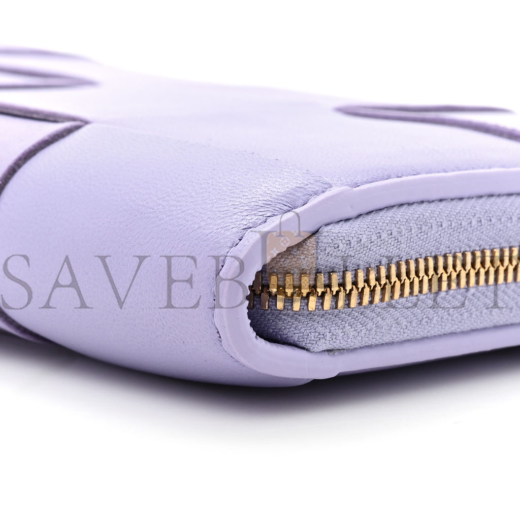 BOTTEGA VENETA SHINY CALFSKIN INTRECCIO WALLET WISTERIA  (19*11*2cm)