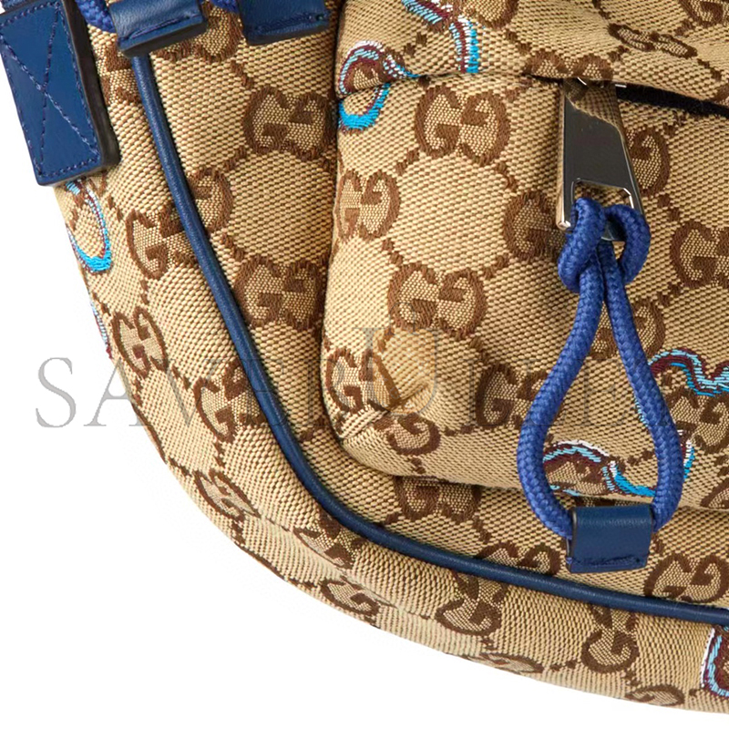 GUCCI SMALL EMBROIDERED SNAKE CROSSBODY BAG 802096FAD848774 (34*15*10cm)