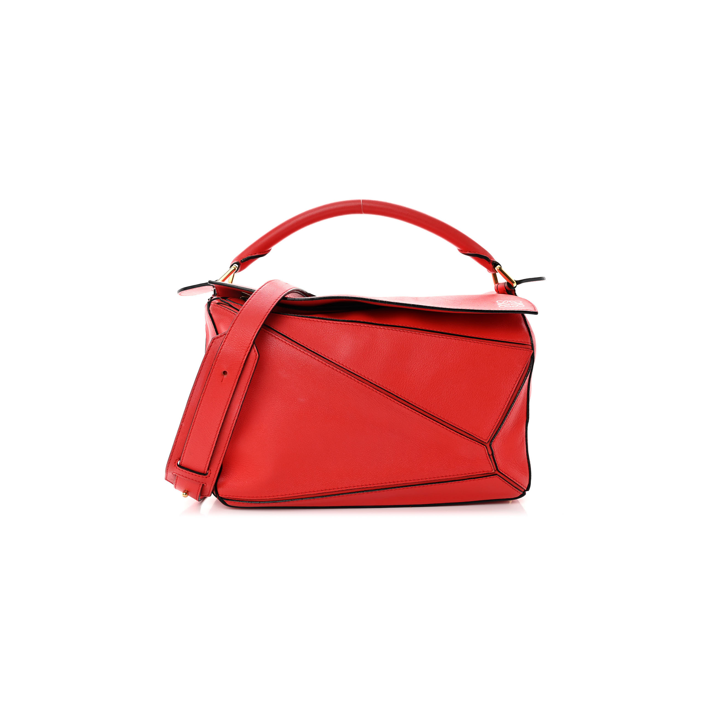 LOEWE CALFSKIN MEDIUM PUZZLE BAG SCARLET (29*19.5*14cm)