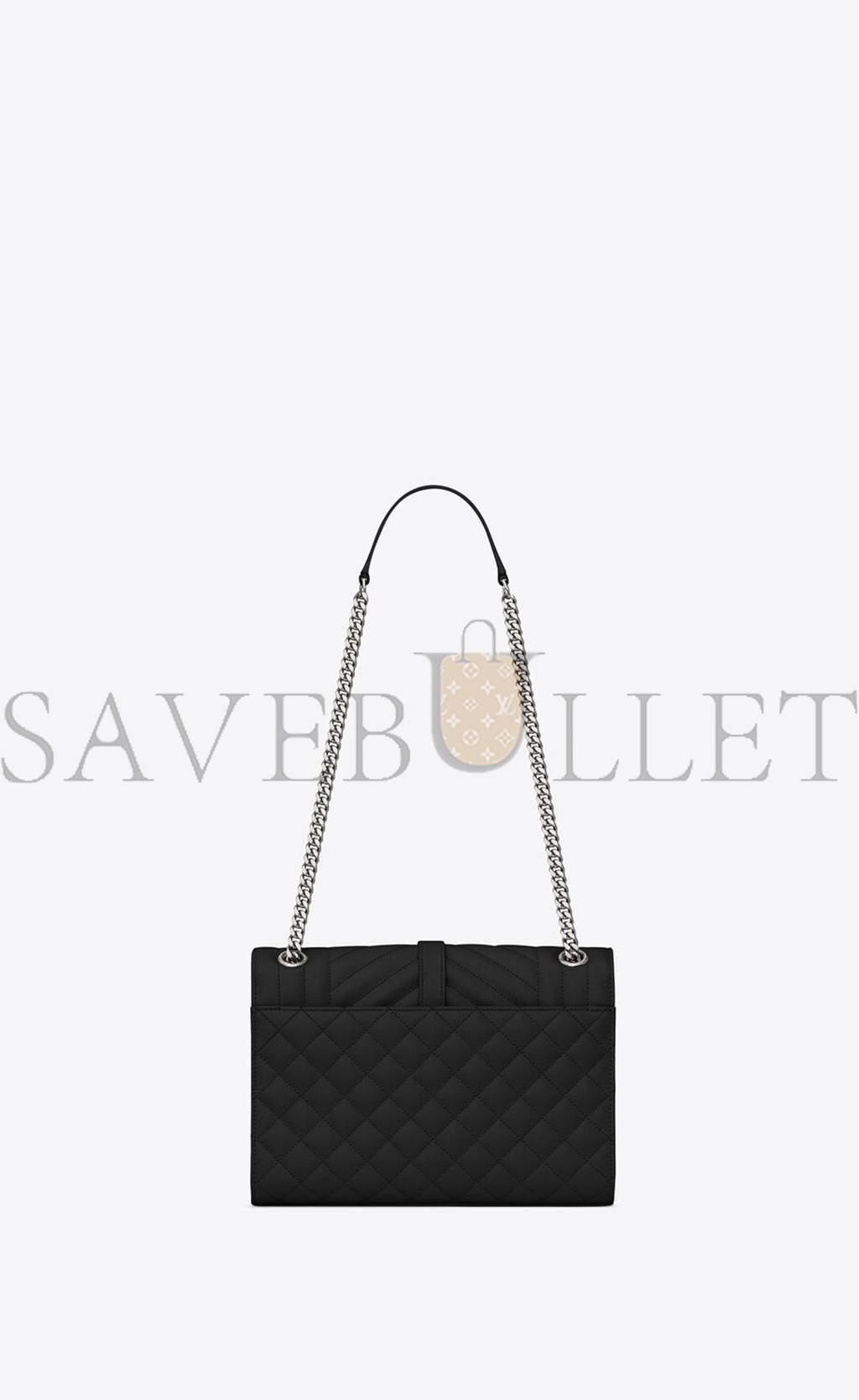 YSL ENVELOPE MEDIUM CHAIN BAG IN MIX MATELASS&EACUTE; GRAIN DE POUDRE EMBOSSED LEATHER 600185BOW921000 (24*17.5*6cm)