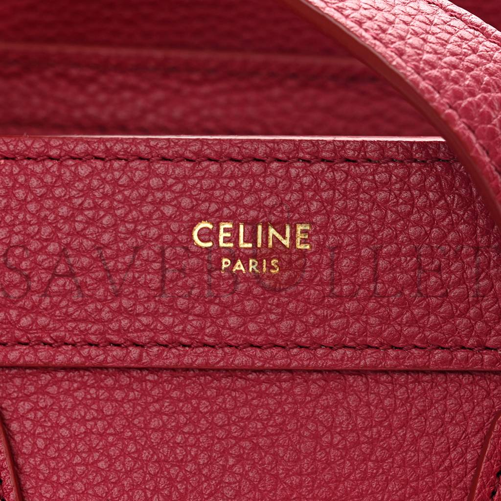 CELINE DRUMMED CALFSKIN NANO LUGGAGE RASBERRY (20*20*10cm)