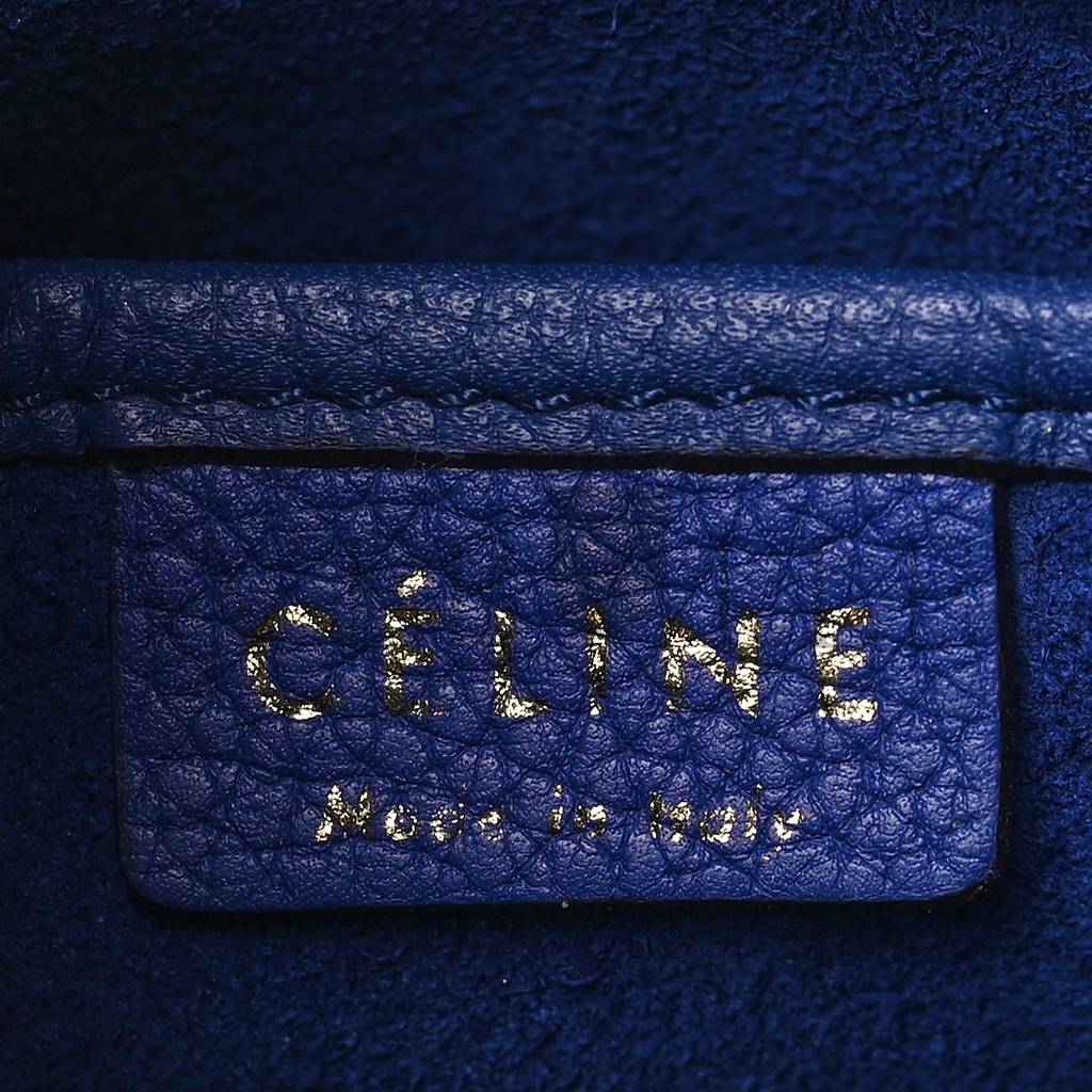 CELINE DRUMMED CALFSKIN NANO LUGGAGE INDIGO (20*20*10cm)