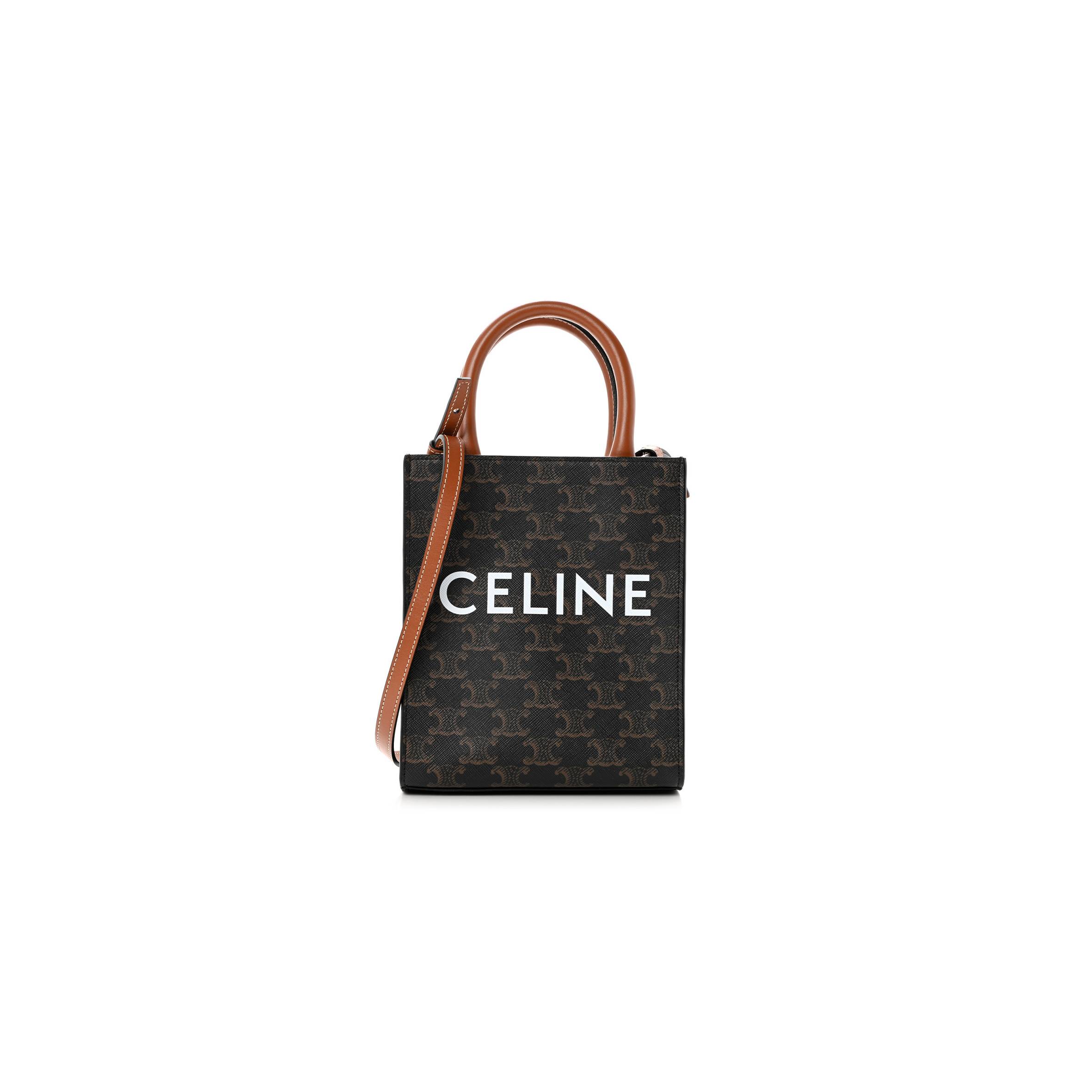 CELINE TRIOMPHE CANVAS CALFSKIN MINI VERTICAL CABAS TAN (25*20*17cm)