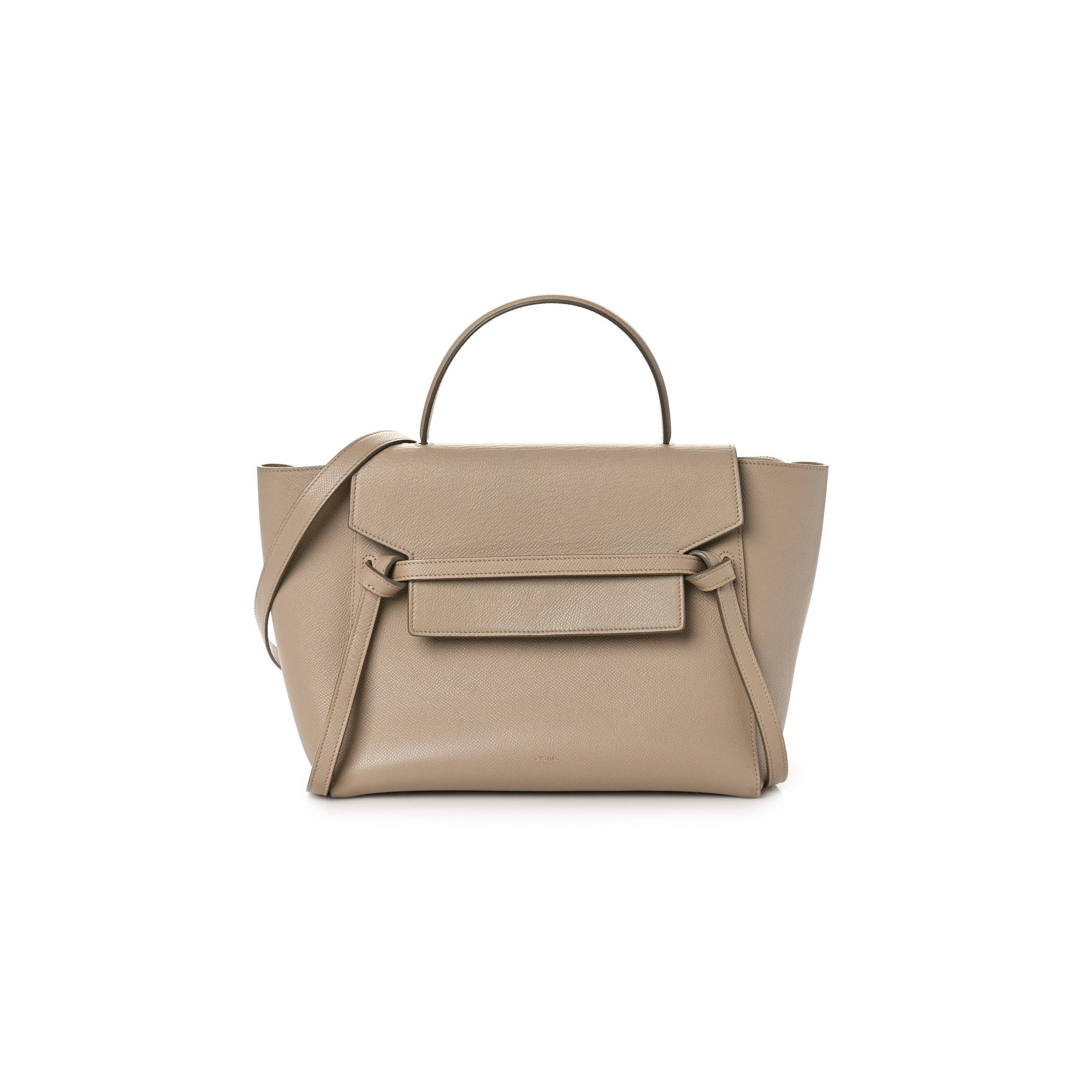 CELINE GRAINED CALFSKIN MINI BELT BAG LIGHT TAUPE (27*23*17cm)