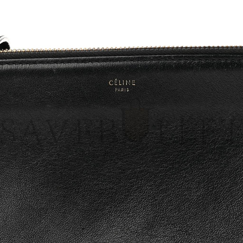 CELINE LAMBSKIN SMALL TRIO CROSSBODY BAG BLACK (22*14*4cm)