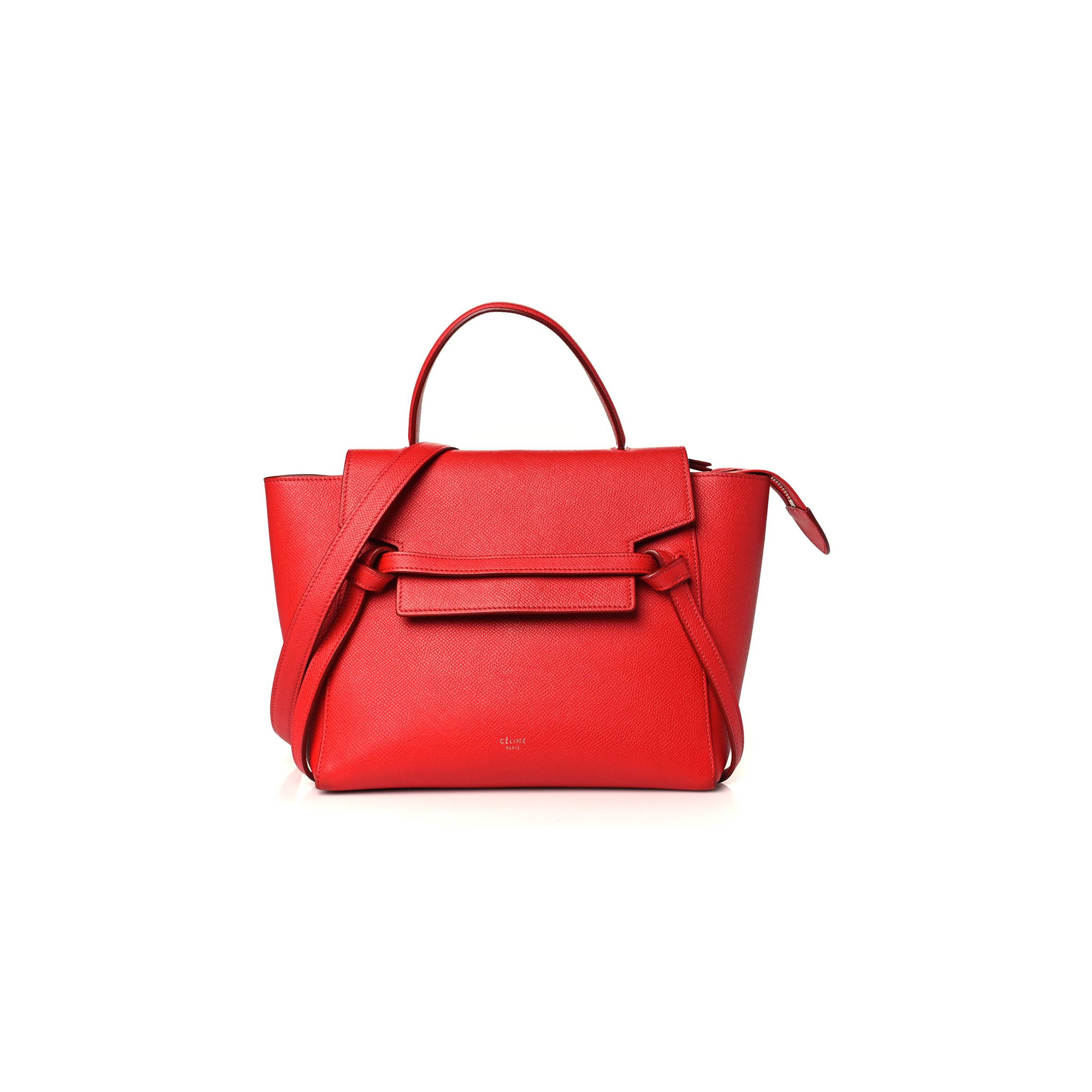 CELINE BABY GRAINED CALFSKIN MICRO BELT BAG COQUELICOT (24*19*14cm)