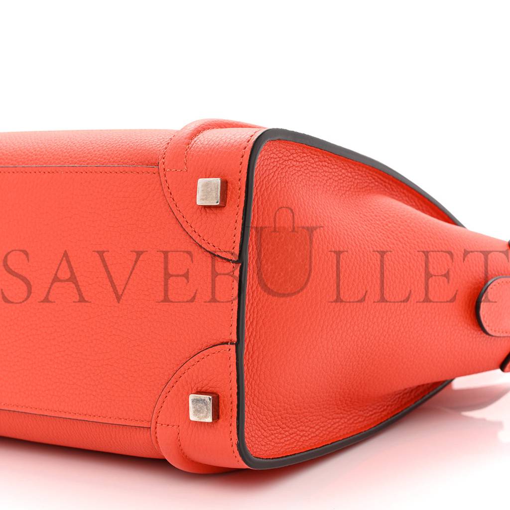 CELINE DRUMMED CALFSKIN MICRO LUGGAGE VERMILLION (27*26*13cm)