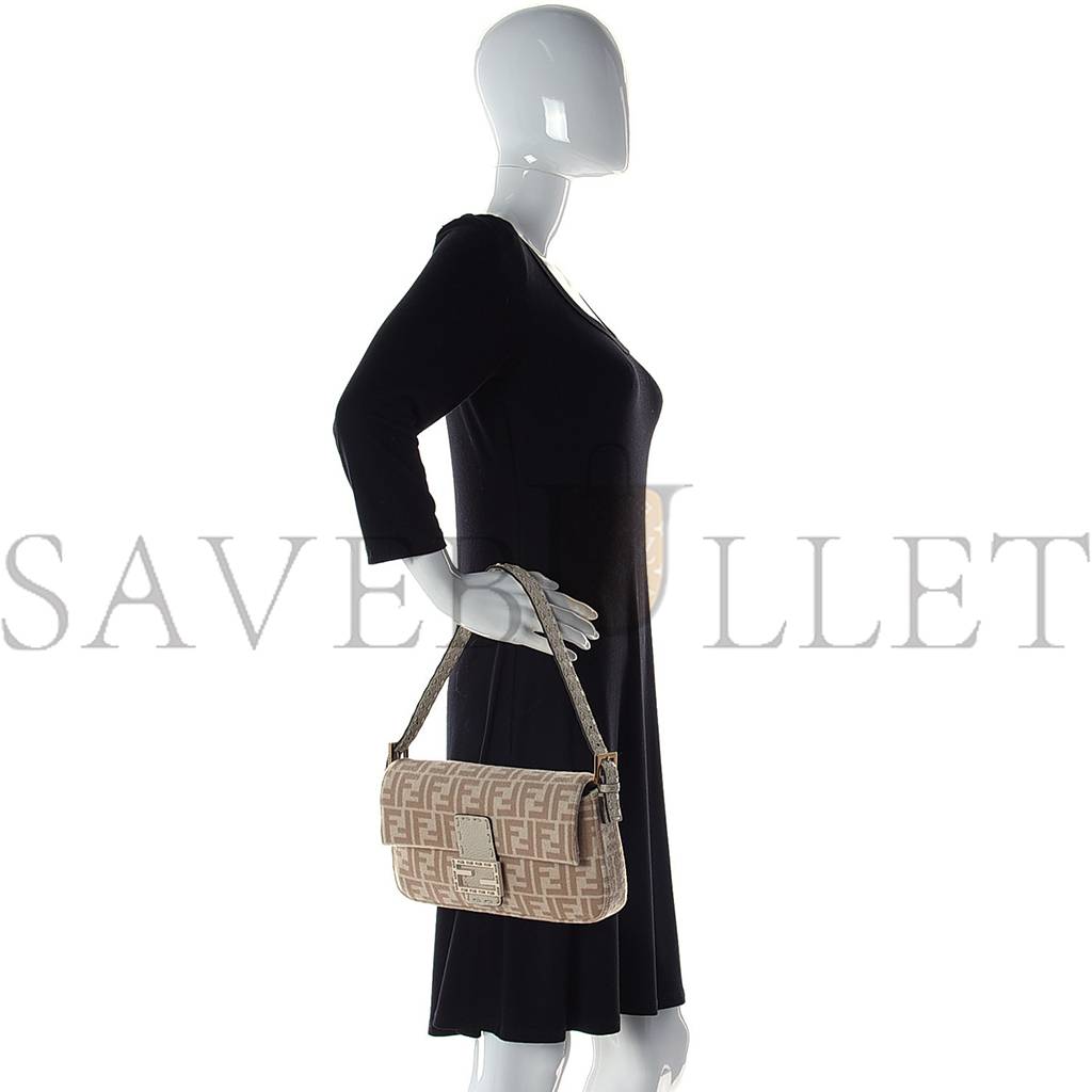 FENDI WOOL CUOIO ROMANO SELLERIA FF 1974 BAGUETTE 1997 BEIGE CAMMELLO CAMELIA (27*15*4cm)