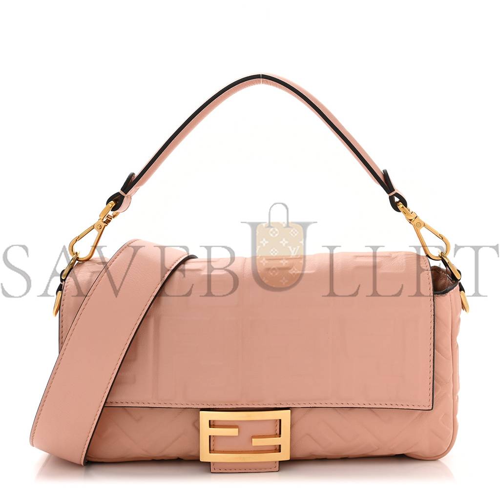 FENDI NAPPA FF 1974 EMBOSSED BAGUETTE ROSA BOURBON (27*15*6cm)