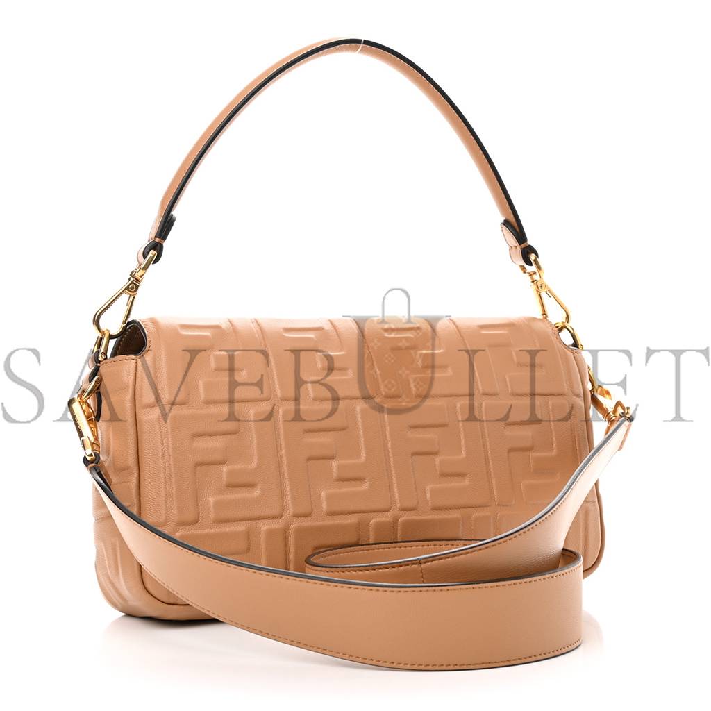 FENDI NAPPA FF 1974 EMBOSSED BAGUETTE MIELE SCURO (25*17*5cm)